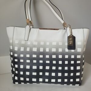 Coach Madison East WestTote In Gingham SaffianoLeather 30118